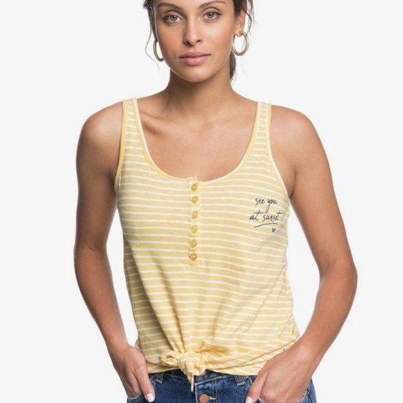 NWT Roxy stripe Tie-Front Tank Top - Picture 2 of 8